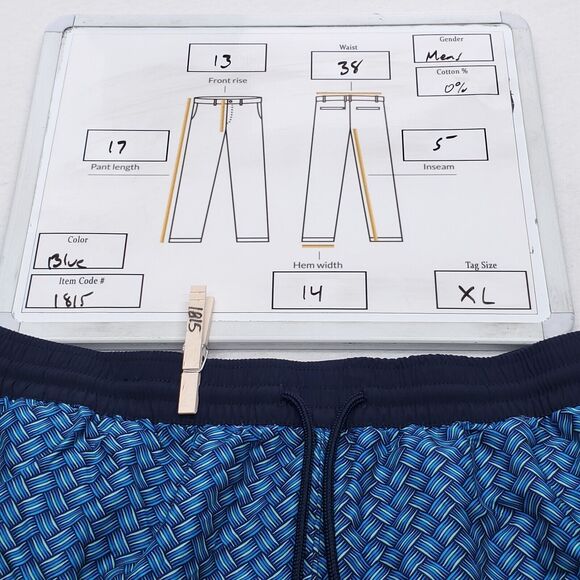 Caribbean Swimwear Drawstring Outdoor Swimming Trunks Mens Size XL Blue - Picture 8 of 8